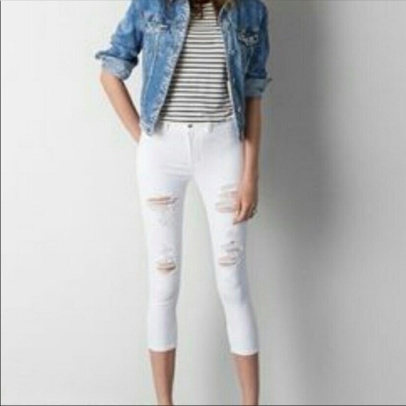 white crop jeggings